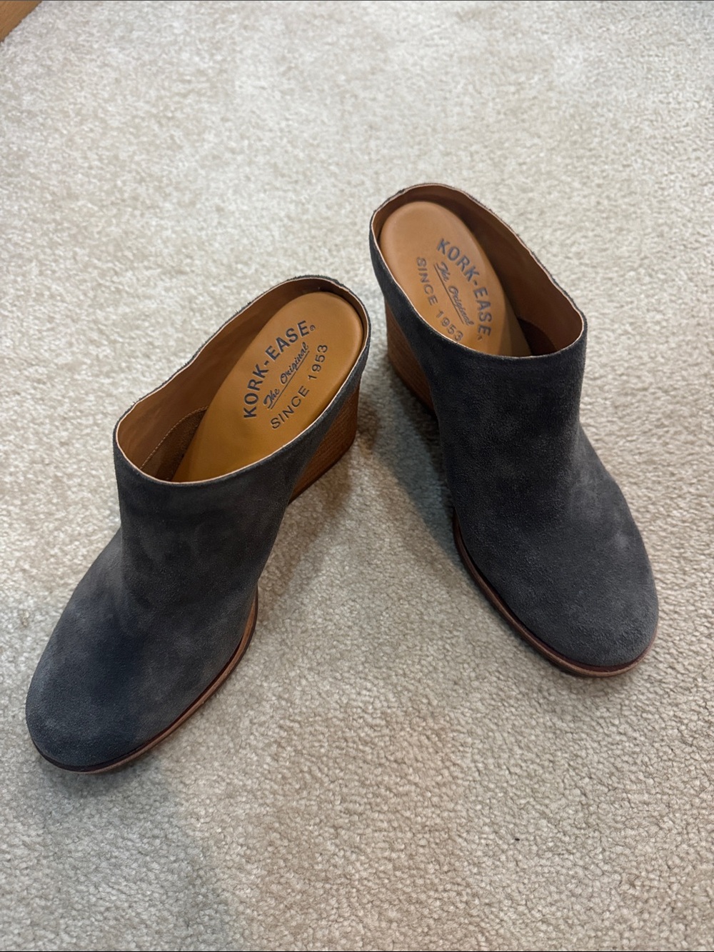 Kork-Ease Men's Charcoal Suede Slip-On Wedge Loafers